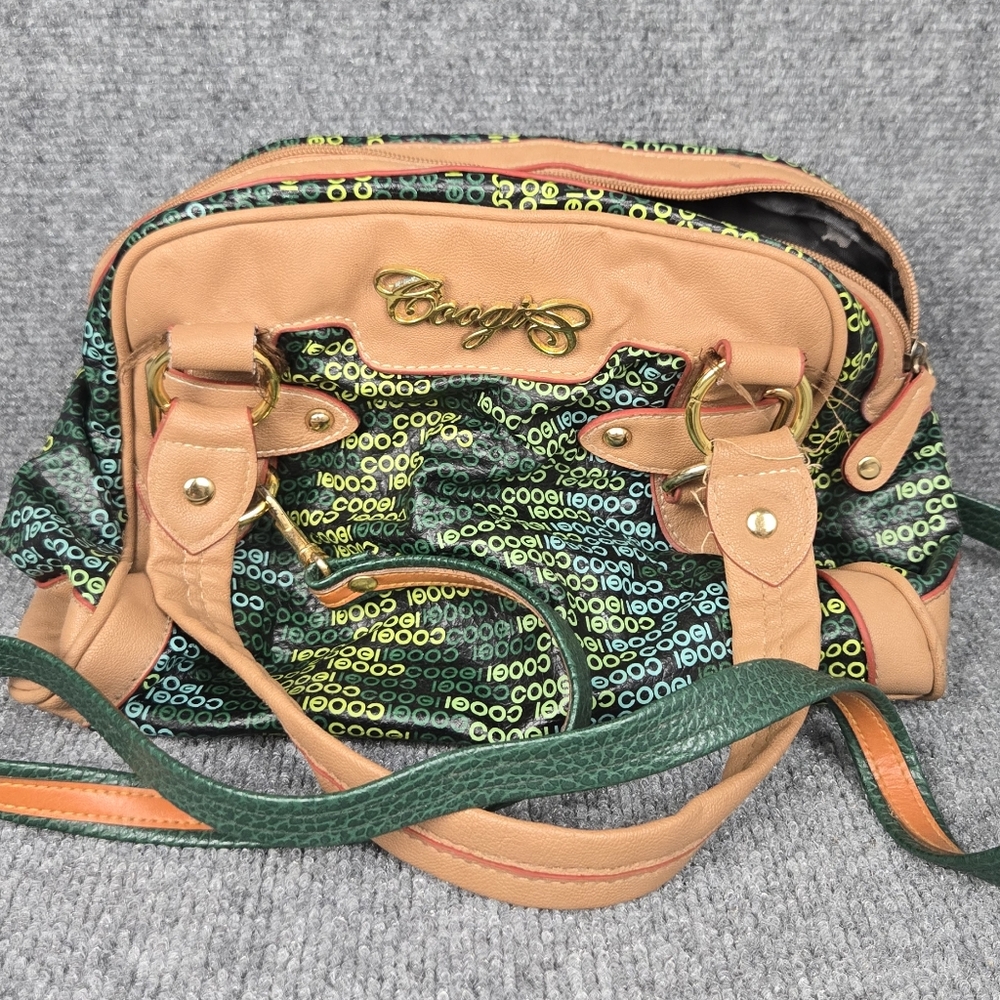 Coogi Green and Tan Bag